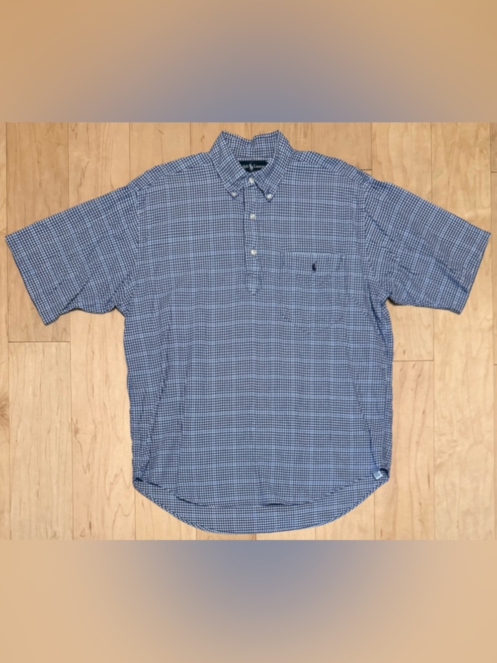 Polo Ralph Lauren Purcell Popover Half Button Down Shirt Blue Gingham Check M
